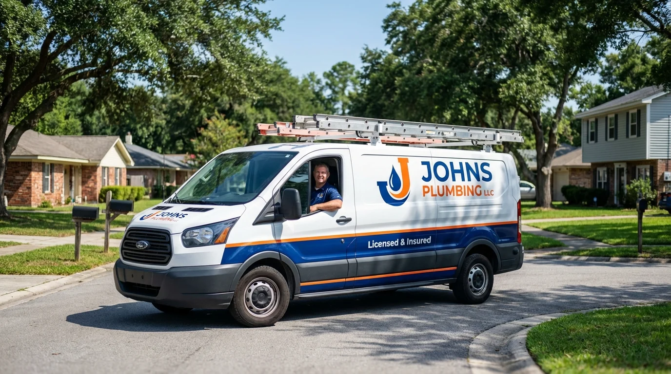 Johns Plumbing LLC service van in Twin Lake, MI