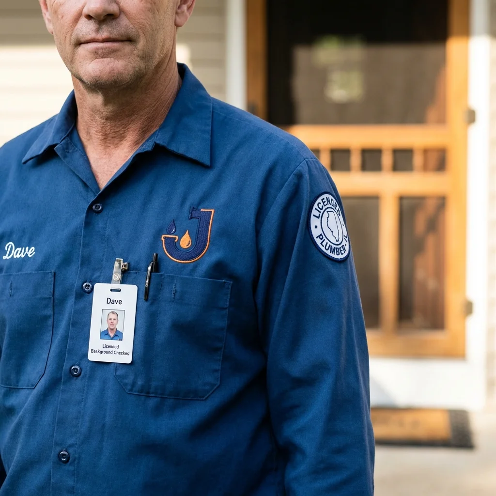 Licensed plumber showing ID badge in Twin Lake, MI