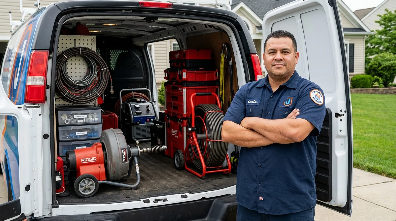 Professional drain cleaning equipment and Johns Plumbing LLC plumber in Twin Lake