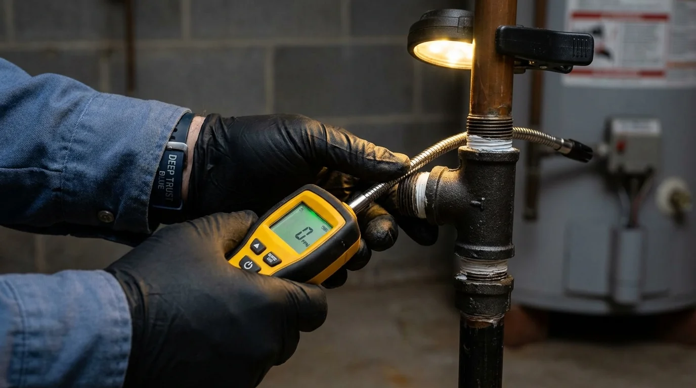 Gas leak detection with electronic sniffer by Johns Plumbing LLC in Twin Lake