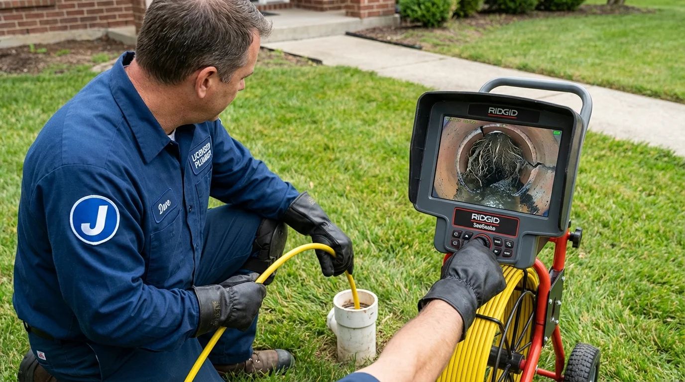 Sewer camera inspection being performed by Johns Plumbing LLC in Twin Lake