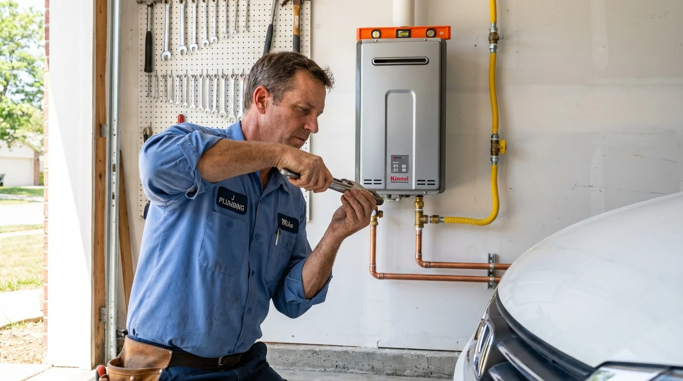 Tankless water heater installation by a Johns Plumbing LLC plumber in Twin Lake